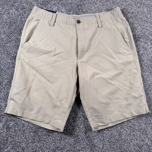 Under Armour Golf Shorts 36x10" Tan HeatGear Loose Fit Flat Front Performance